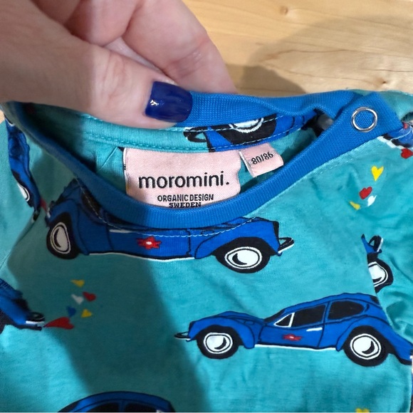 Moromini Car Print Bodysuit Blue Size 80/86 12-18 Months - Picture 2 of 3